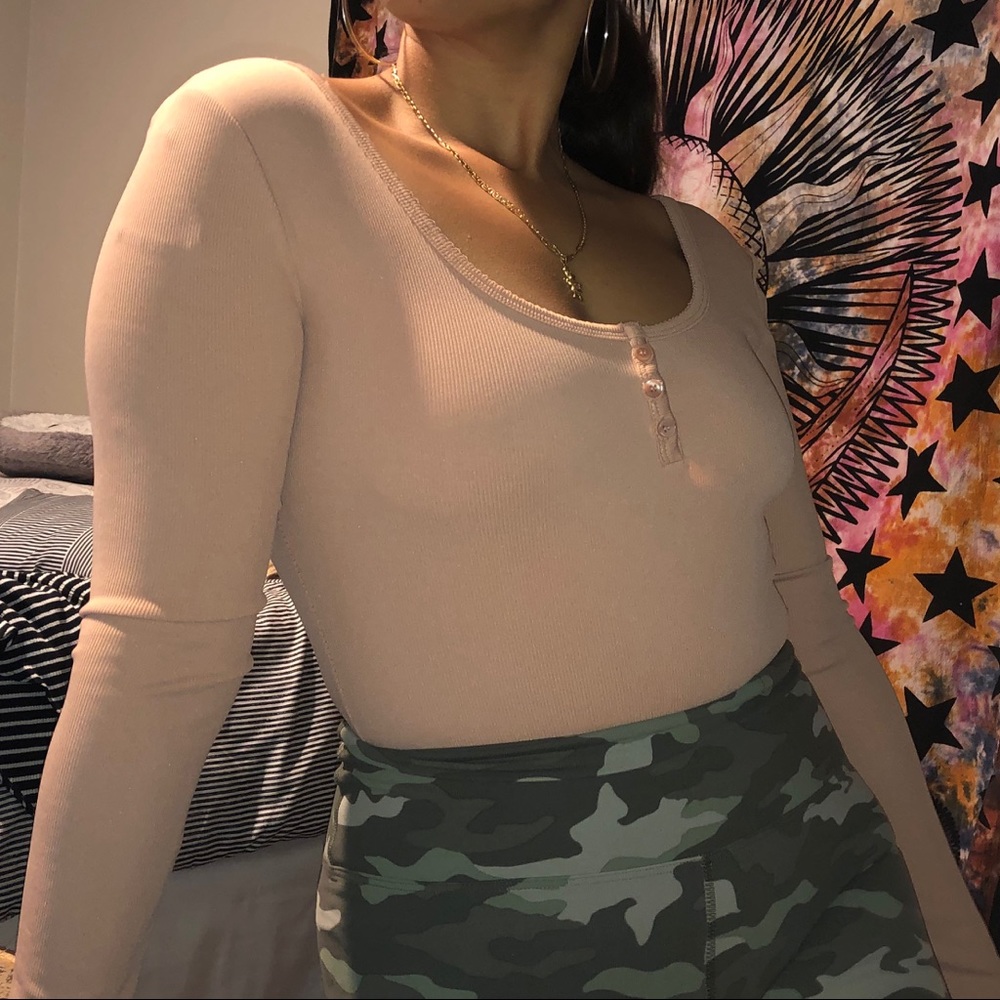 Nude button up bodysuit